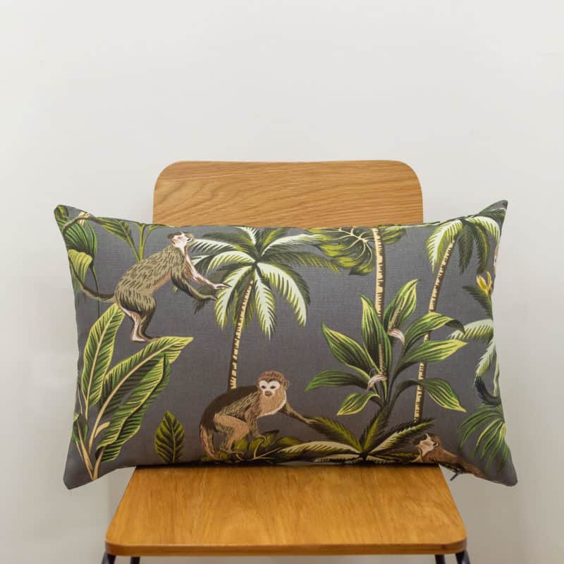 XL Saimiri Monkey Rectangular Cushion in Grey