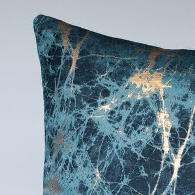 XL Metallic Marble Cushion in Teal and Gold