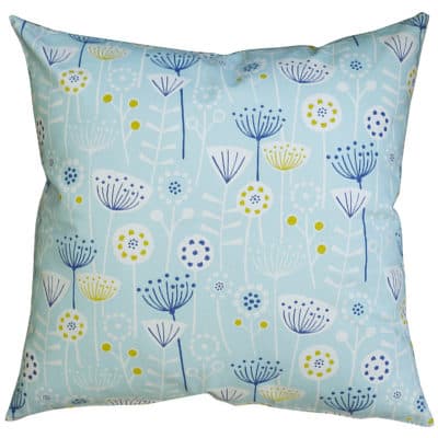 Geometric Scandi Floral Extra-Large Cushion in Duck Egg Blue