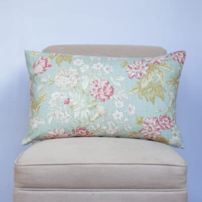 Florence Floral XL Rectangular Cushion in Duck Egg Blue