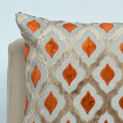 Aphrodite Cut Velvet Cushion in Burnt Orange