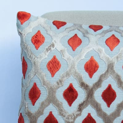 Aphrodite Cut Velvet XL Rectangular Cushion in Burnt Orange