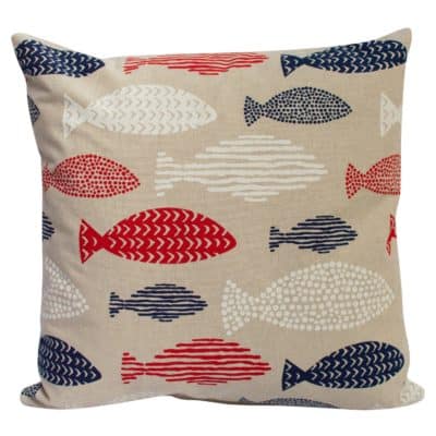 Red and Blue Linen Fish Cushion