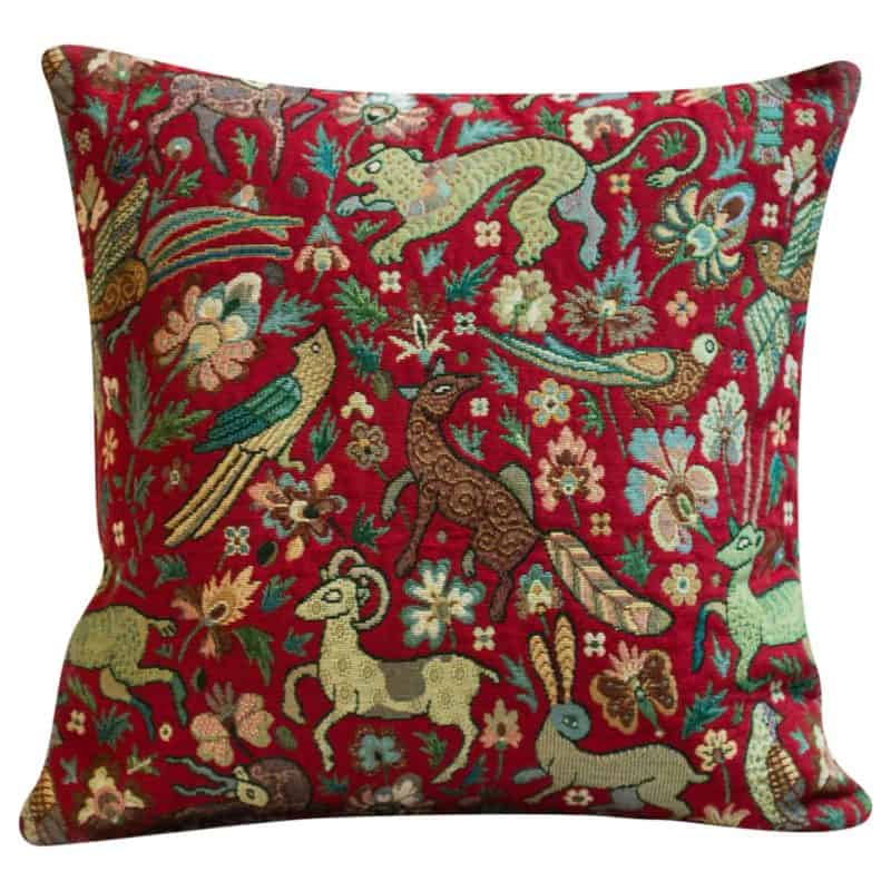 Mythical Animals Cushion in Red