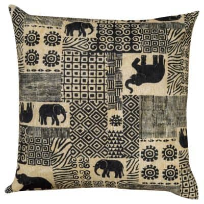 Extra Large Patchwork Linen Elephants Cushion