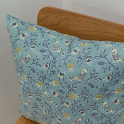 Dainty Songbird Cushion in Denim Blue