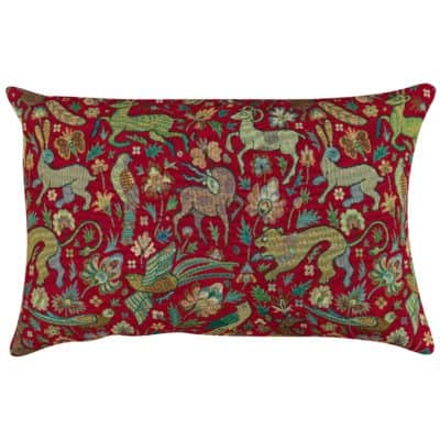 Mythical Animals XL Rectangular Cushion in Red
