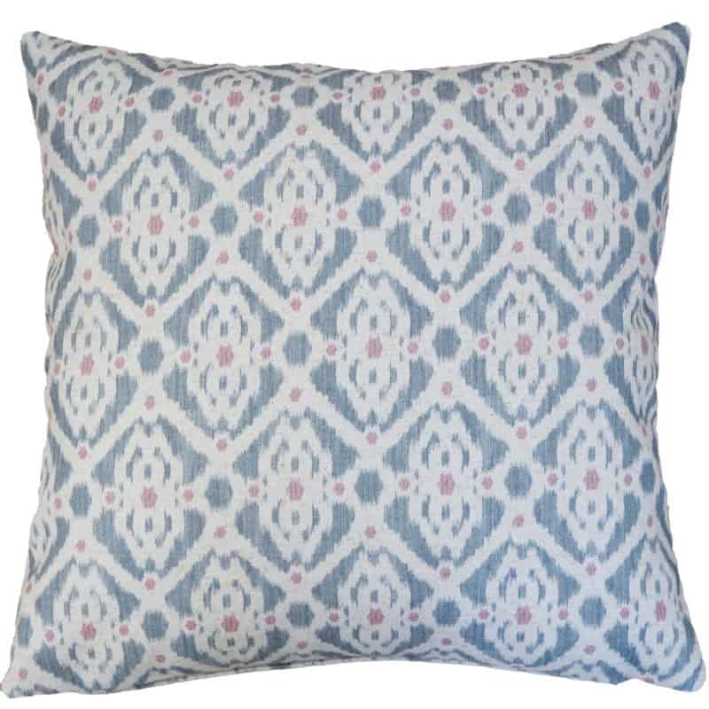 Santorini Linen Blend Cushion in Blue and Pink
