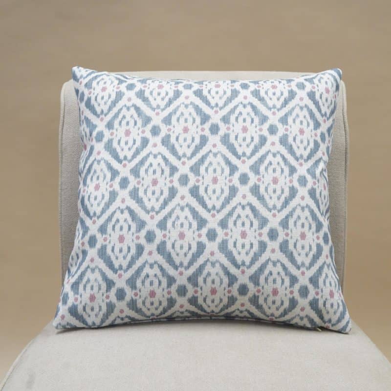 Santorini Linen Blend Cushion in Blue and Pink