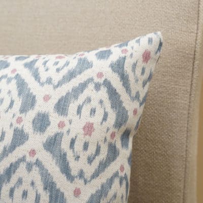 Santorini Linen Blend Boudoir Cushion in Grey and Pink