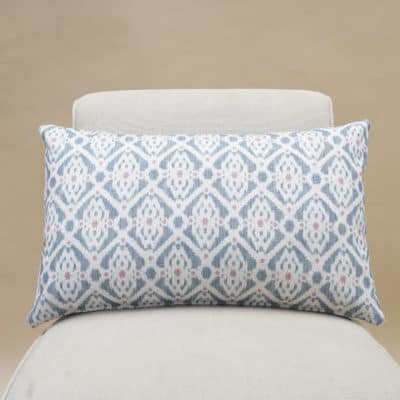 Santorini Linen Blend XL Rectangular Cushion in Blue and Pink