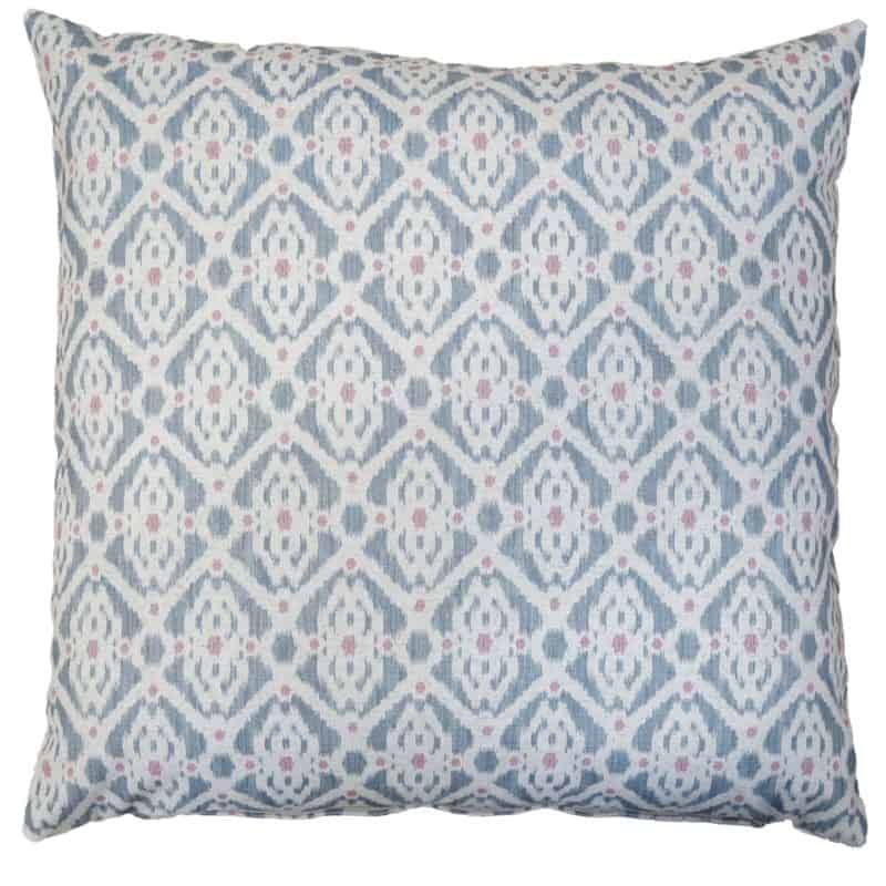 Santorini Linen Blend Extra-Large Cushion in Blue and Pink