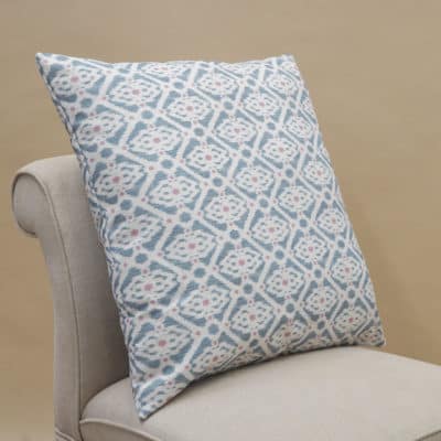 Santorini Linen Blend Extra-Large Cushion in Blue and Pink