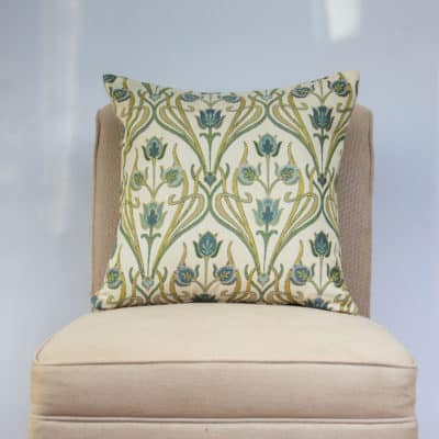 Woven Art Deco Cushion in Powder Blue