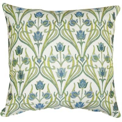 Woven Art Deco Extra-Large Cushion in Powder Blue