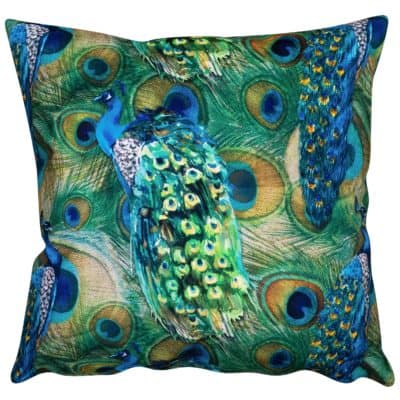 Velvet Peacock Procession Cushion