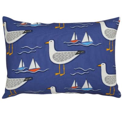 By the Sea Gull Boudoir Cushion in Navy