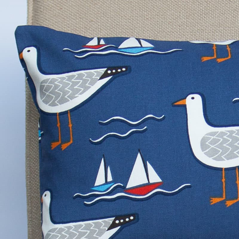 By the Sea Gull Boudoir Cushion in Navy