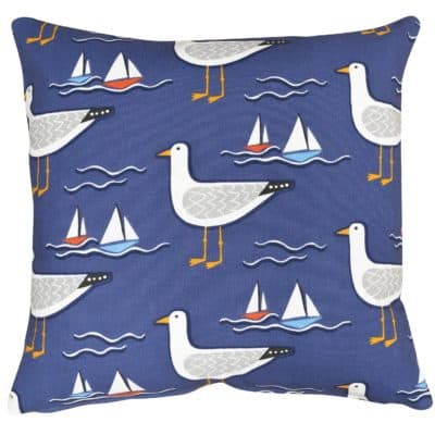 By the Sea Gull Cushion in Navy
