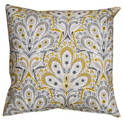 Grey and Ochre Fleur De Lis Damask Extra-Large Cushion
