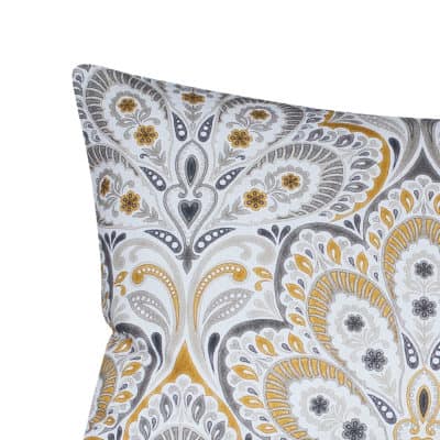 Grey and Ochre Fleur De Lis Damask Extra-Large Cushion