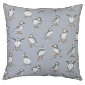 Puffins Extra-Large Cushion in Light Grey