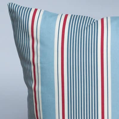 Coastal Stripe Extra-Large Cushion in Soft Blue and Red