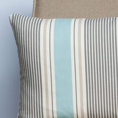 Coastal Stripe Boudoir Cushion in Duck Egg Blue