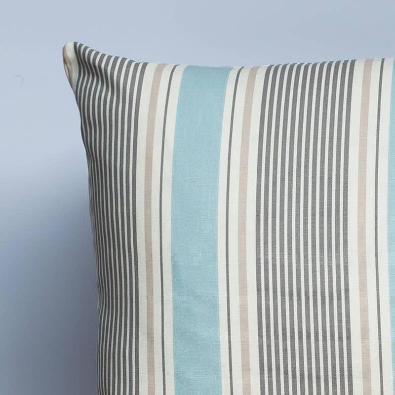 Coastal Stripe Cushion in Duck Egg Blue