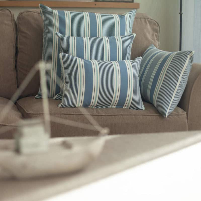 Coastal Stripe Cushion in Navy Blue