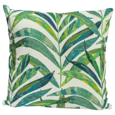 Linen Palm Leaves Cushion in Green