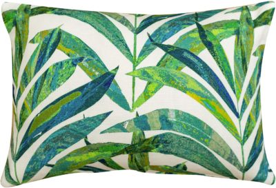 Linen Palm Leaves Boudoir Cushion in Green