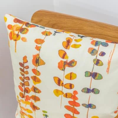 Tropical Eucalyptus Print Cushion in Orange