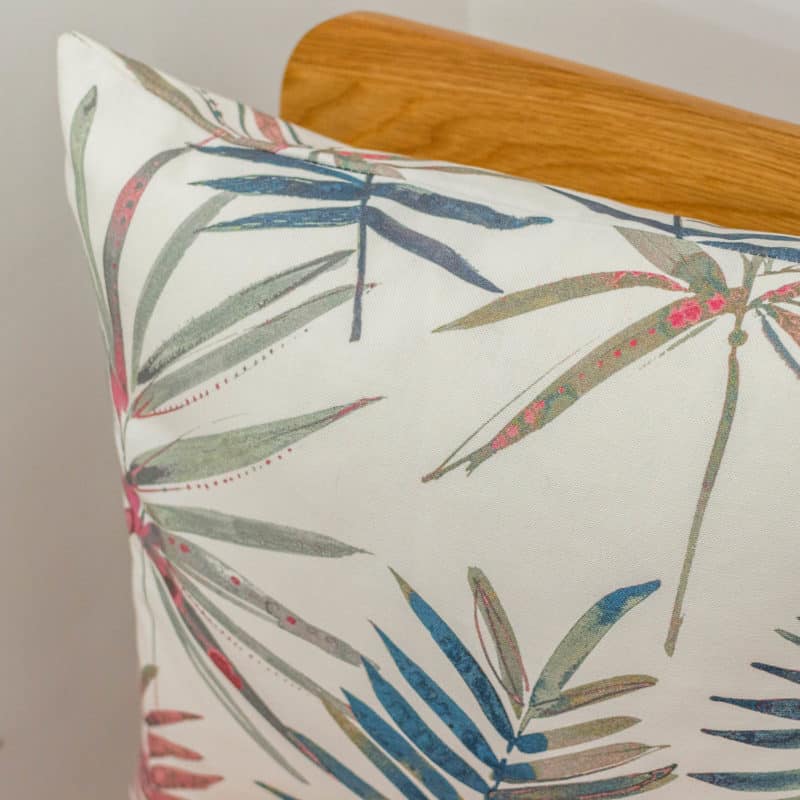 Pink and Blue Palm Fronds Cushion