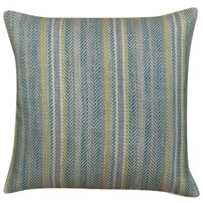Herringbone Striped Cushion in Mineral Blue