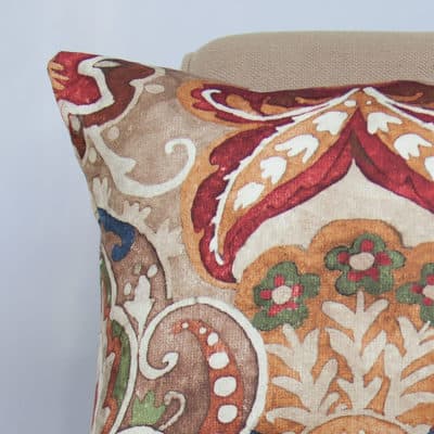Decadent Damask Print XL Rectangular Cushion in Peony