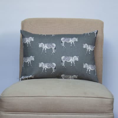 Zebra Motif Grey Boudoir Cushion
