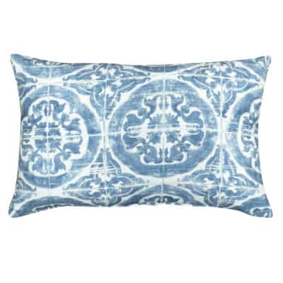 Lisbon Tile Print XL Rectangular Cushion in Faded Blue