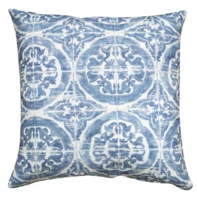 Lisbon Tile Print Extra-Large Cushion in Faded Blue