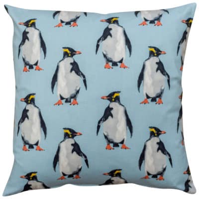 Cute Penguin Motif Cushion in Duck Egg Blue