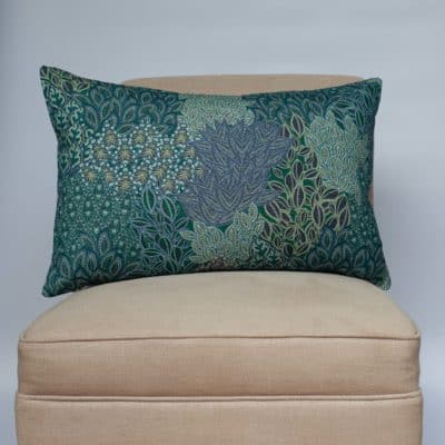 Winter Garden Linen Blend XL Rectangular Cushion in Peacock Blue