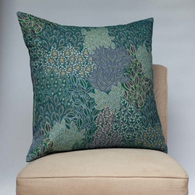 Winter Garden Linen Blend Extra-Large Cushion in Peacock Blue
