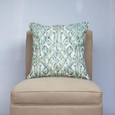 Moroccan Trellis Cushion in Aqua Blue