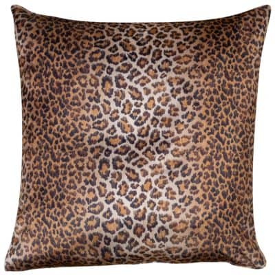 XL Velvet Leopard Print Cushion in Bronze