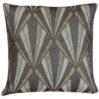 Art Deco Geometric Cushion in Grey and Copper