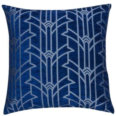 Art Deco Chrysler Extra-Large Cushion in Navy Blue and Silver