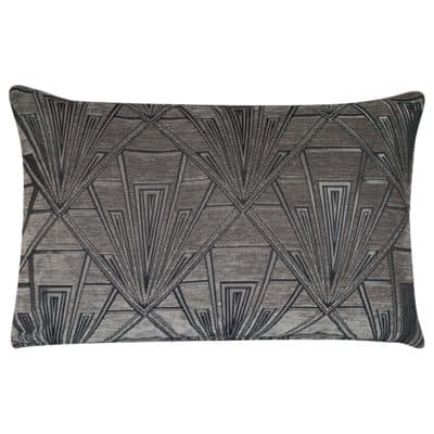 Art Deco Geometric XL Rectangular Cushion in Grey and Silver