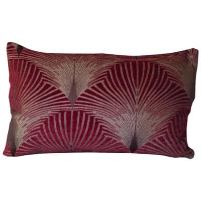 Art Deco Fan XL Rectangular Cushion in Red and Gold