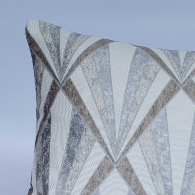 Metallic Art Deco XL Rectangular Cushion in Almond