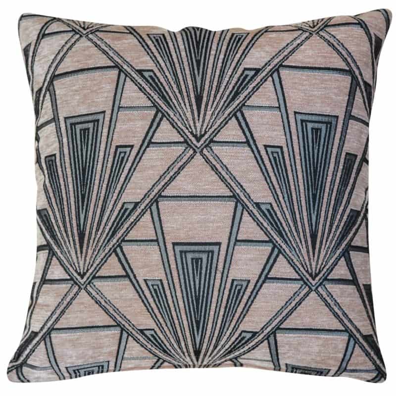 Silver and Black Geometric Design. Luxury Velvet Chenille Art Deco Cushion 